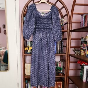 LOFT Blue Floral Midi Maxi Dress Large